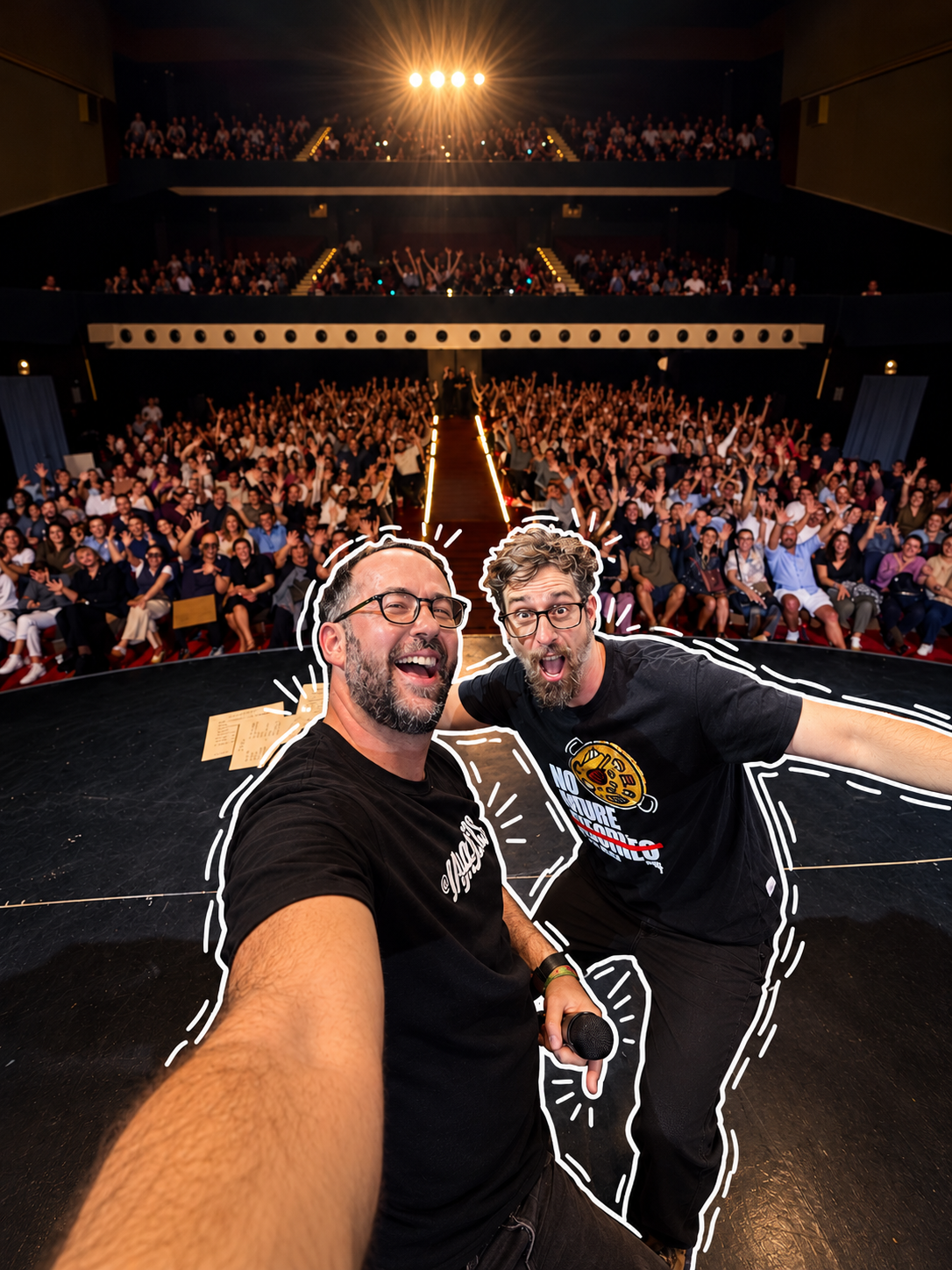 Jajajers con el público en el teatro